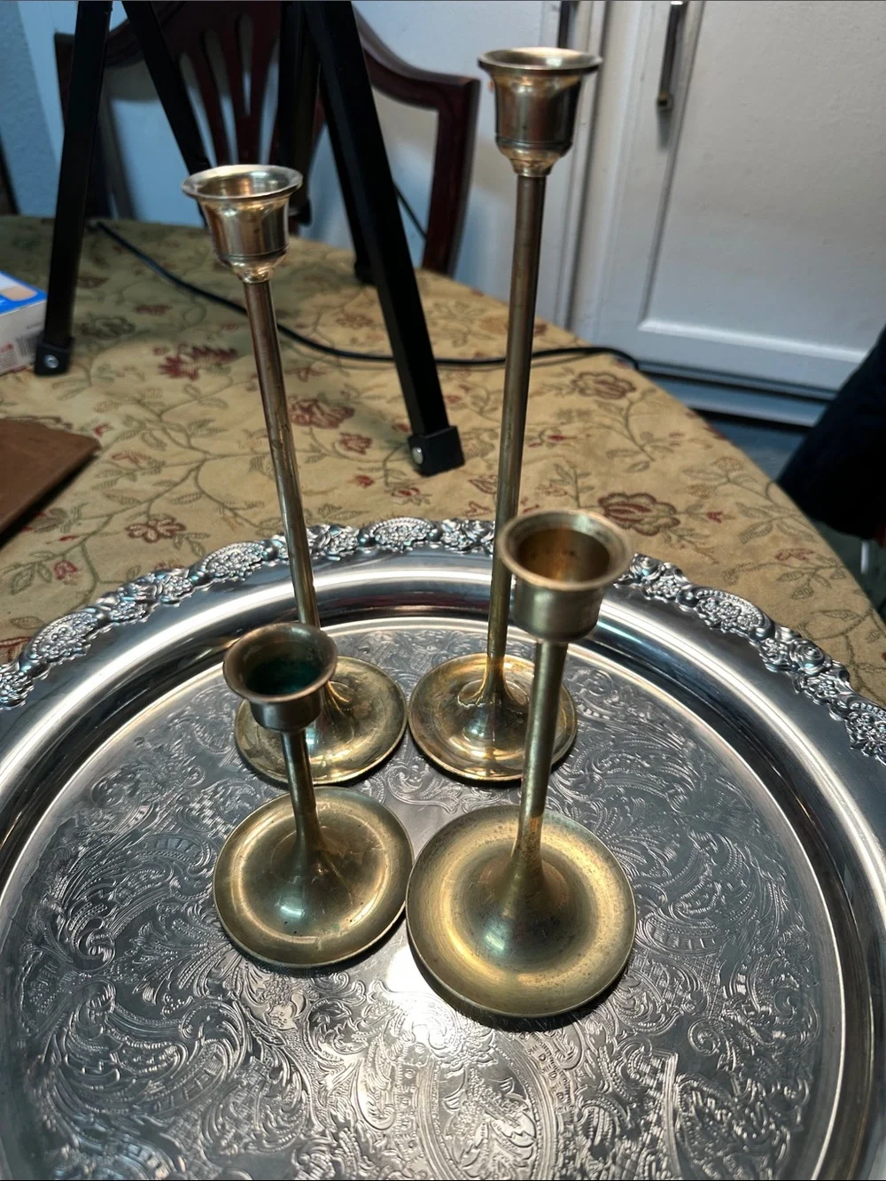 Brass Taper Candle Holders - Set of 4
